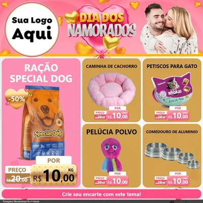 Modelo de Rede Social para Feed Facebook com o tema Dia dos Namorados para Pet Shop