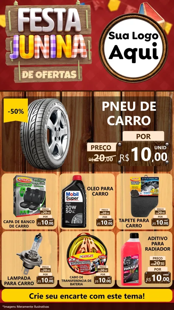 Modelo de Rede Social para Stories com o tema Festa Junina de Ofertas para Auto peças