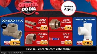 Modelo de TV para TV Horizontal com o tema Oferta do Dia para Tubos e conexões