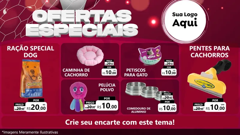 Modelo de TV para TV Horizontal com o tema Ofertas Especiais - Futebol para Pet Shop