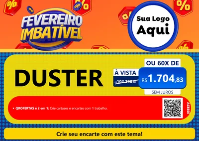 Modelo de Cartaz para Cartaz A4 Horizontal com o tema Fevereiro Imbatível para Concessionaria de Carros