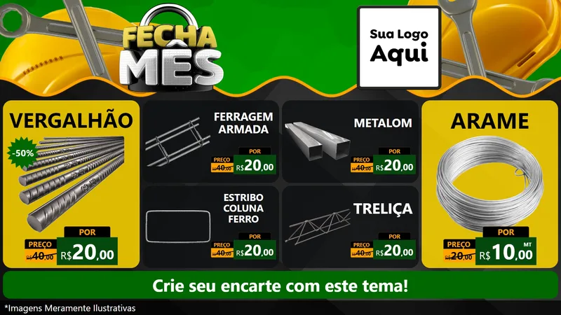 Modelo de TV para TV Horizontal com o tema Fecha Mês para Ferragens