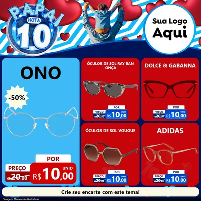 Modelo de Rede Social para Feed Facebook com o tema Papai Nota 10 para Óticas