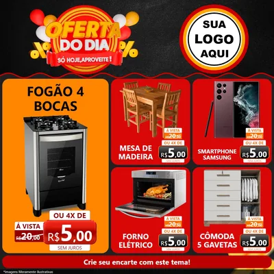 Modelo de Rede Social para Feed Facebook com o tema Oferta do Dia - Só hoje, Aproveite! para Móveis e Eletro