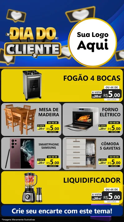Modelo de TV para TV Vertical com o tema Dia Do Cliente para Móveis e Eletro
