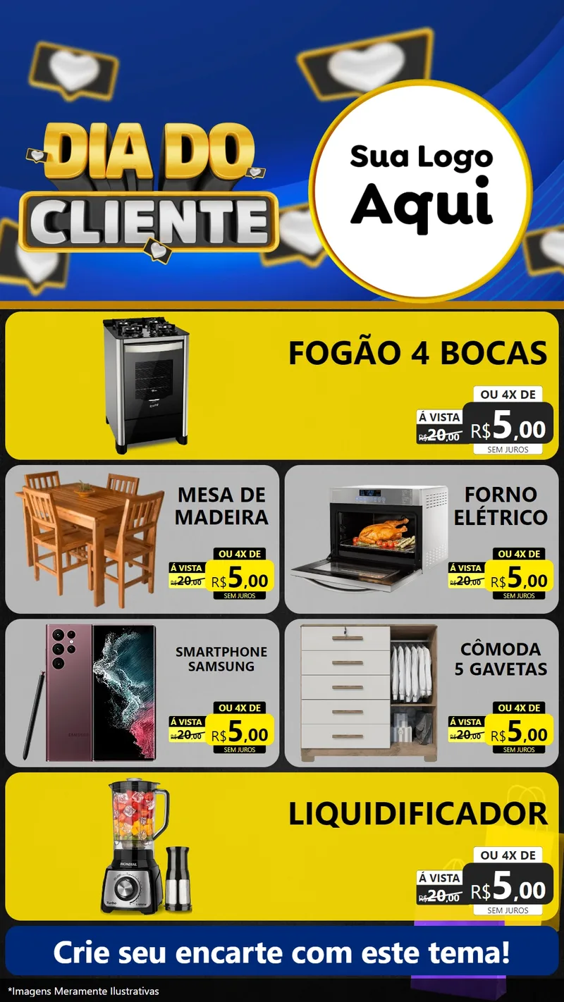Modelo de TV para TV Vertical com o tema Dia Do Cliente para Móveis e Eletro