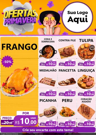 Modelo de Encarte para Encarte A4 Vertical com o tema Ofertas Da Primavera para Assados