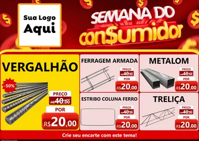 Modelo de Encarte para Encarte A4 Horizontal com o tema Semana do Consumidor para Ferragens