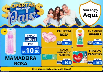 Modelo de Encarte para Encarte A4 Horizontal com o tema Ofertas do Dia dos Pais para Bebês