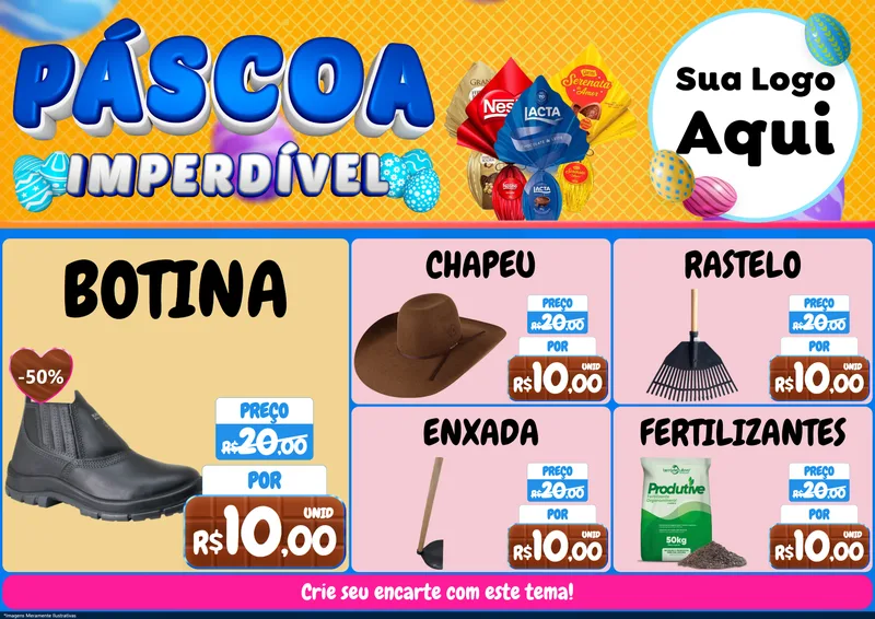 Modelo de Encarte para Encarte A4 Horizontal com o tema Páscoa Imperdível para Agropecuária