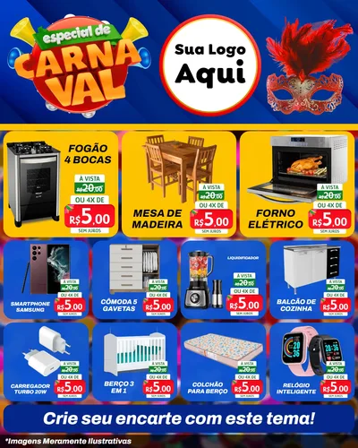 Modelo de Rede Social para Feed Instagram com o tema Especial de Carnaval para Móveis e Eletro