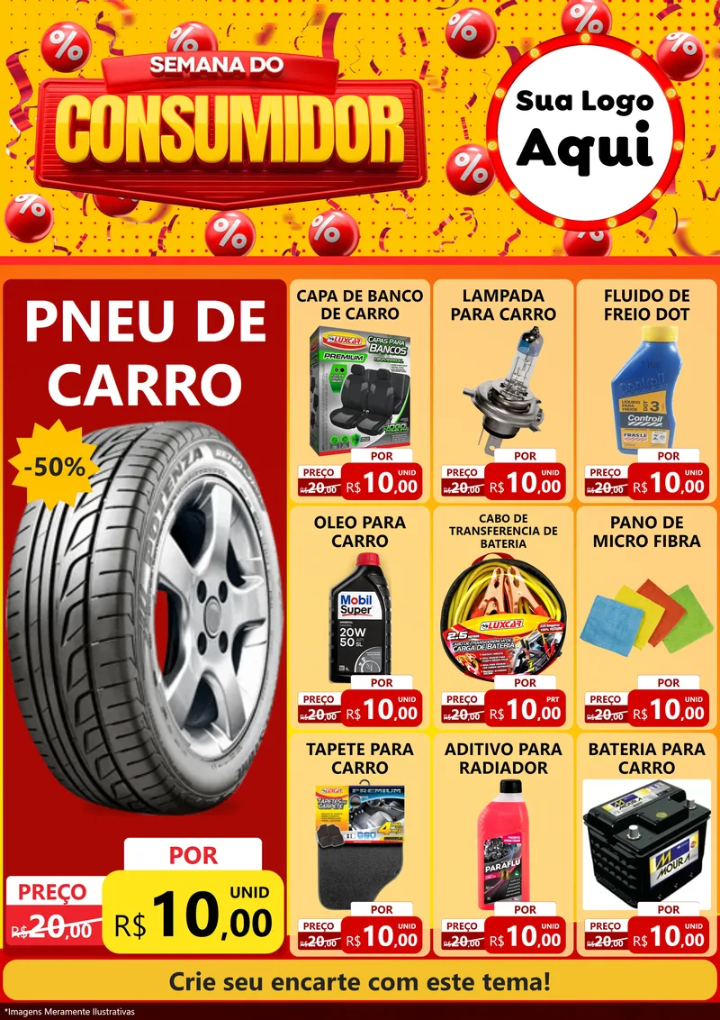 Modelo de Encarte para Encarte A4 Vertical com o tema Semana do Consumidor para Auto peças