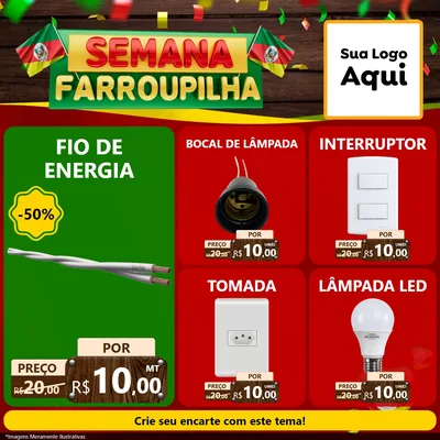 Modelo de Rede Social para Feed Facebook com o tema Semana Farroupilha para Materiais Elétricos