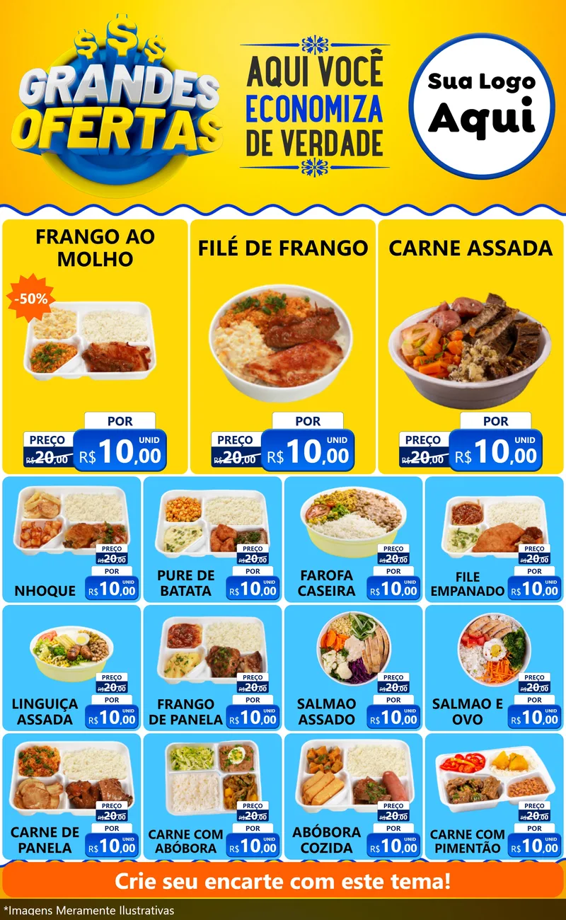 Modelo de Encarte para Encarte Grande com o tema Grandes Ofertas para Restaurante