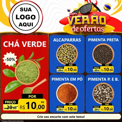 Modelo de Rede Social para Feed Facebook com o tema Super Verão de Ofertas para Produtos Naturais