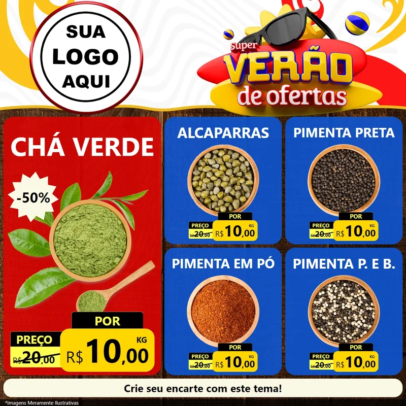 Modelo de Rede Social para Feed Facebook com o tema Super Verão de Ofertas para Produtos Naturais
