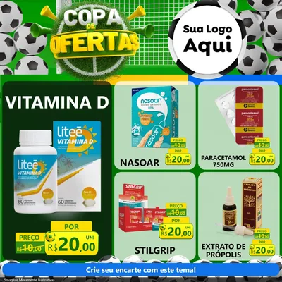 Modelo de Rede Social para Feed Facebook com o tema Copa De Ofertas para Farmácia