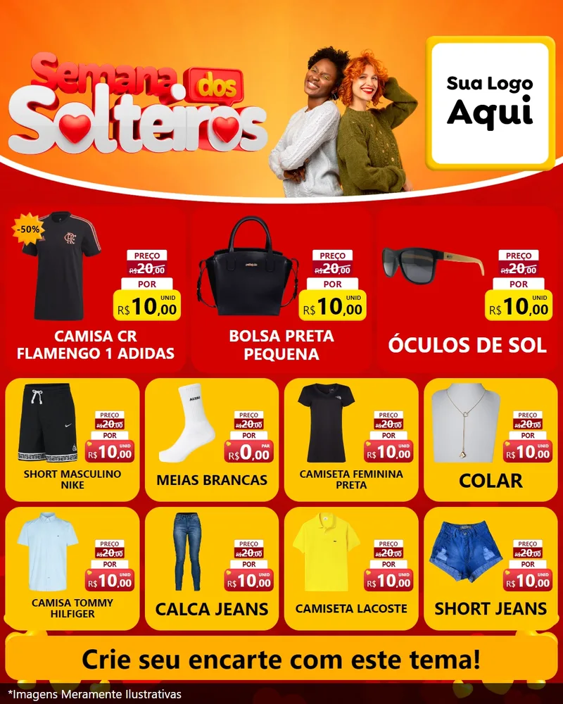 Modelo de Rede Social para Feed Instagram com o tema Semana dos Solteiros para Roupas e acessórios