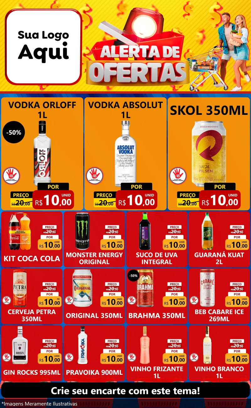 Modelo de Encarte para Encarte Grande com o tema Alerta de Ofertas para Distribuidora de bebidas