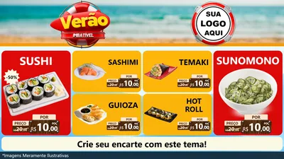 Modelo de TV para TV Horizontal com o tema Verão Imbatível para Comida japonesa