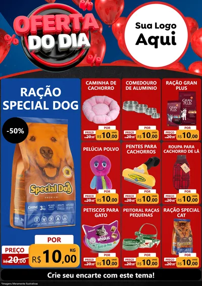 Modelo de Encarte para Encarte A4 Vertical com o tema Oferta do Dia para Pet Shop