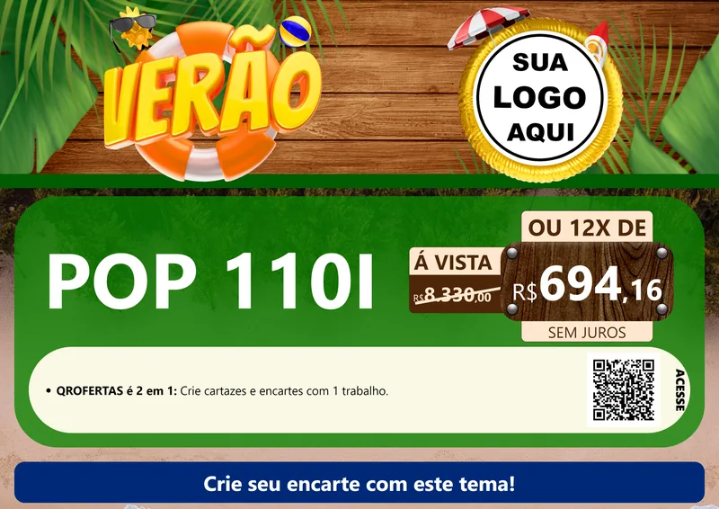Modelo de Cartaz para Cartaz A4 Horizontal com o tema Verão para Concessionaria de Motos