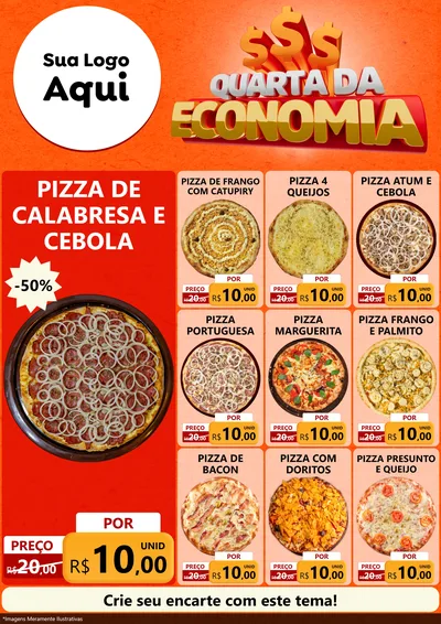 Modelo de Encarte para Encarte A4 Vertical com o tema Quarta da Economia para Pizzaria