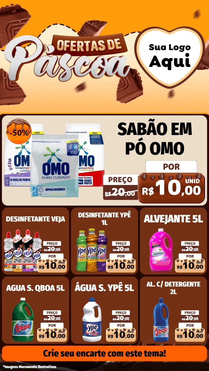 Modelo de Rede Social para Stories com o tema Ofertas de Páscoa para Produtos de Limpeza