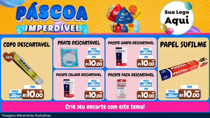 Modelo de TV para TV Horizontal com o tema Páscoa Imperdível para Embalagens