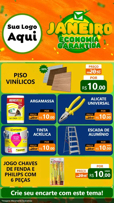 Modelo de TV para TV Vertical com o tema Janeiro - Economia Garantida para Material para Construção