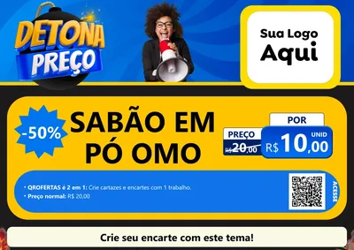 Modelo de Cartaz para Cartaz A4 Horizontal com o tema Detona Preços para Produtos de Limpeza
