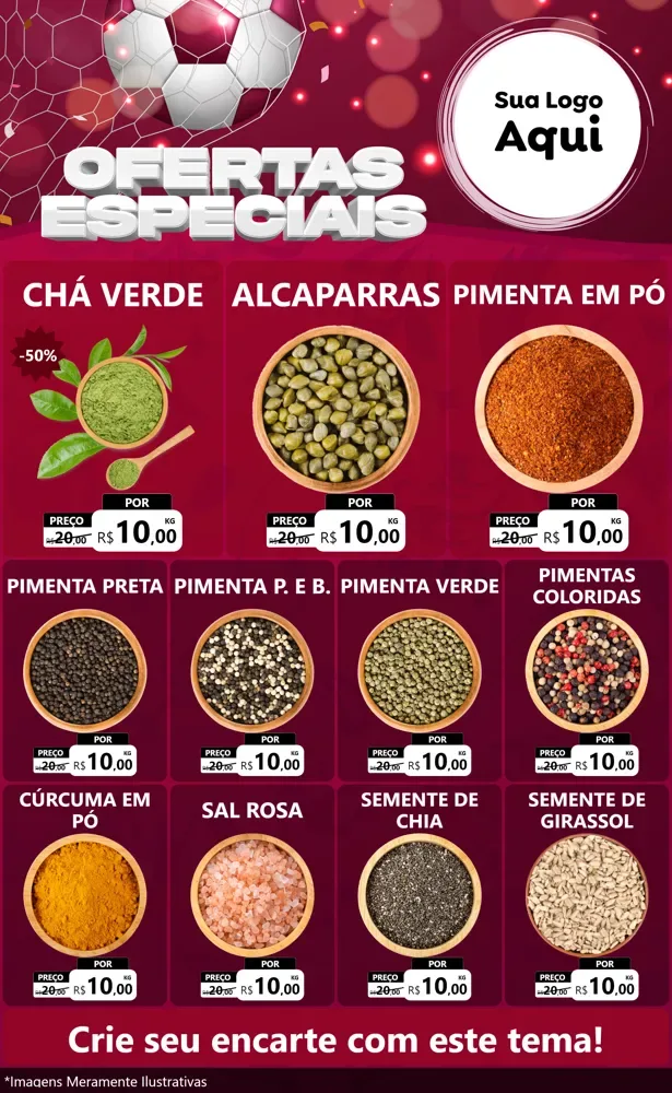 Modelo de Encarte para Encarte Grande com o tema Ofertas Especiais - Futebol para Produtos Naturais