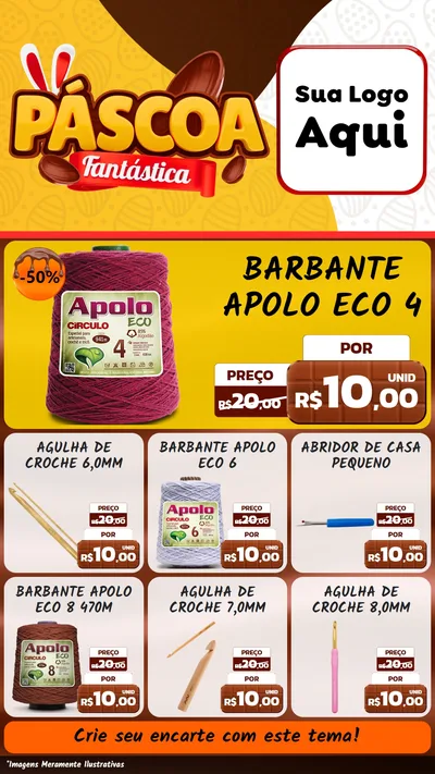 Modelo de Rede Social para Stories com o tema Páscoa Fantástica para Armarinho e Aviamentos