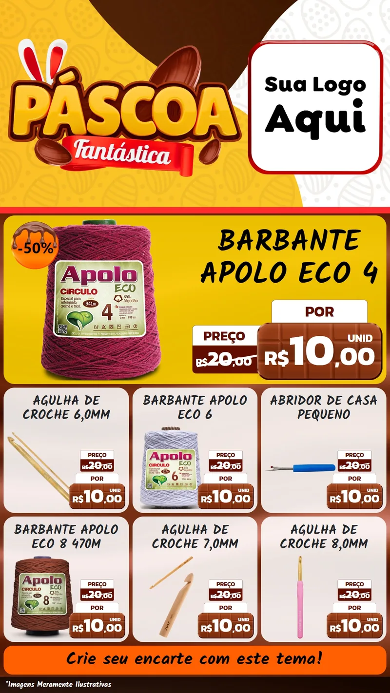 Modelo de Rede Social para Stories com o tema Páscoa Fantástica para Armarinho e Aviamentos