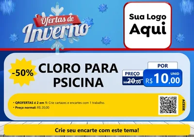 Modelo de Cartaz para Cartaz A4 Horizontal com o tema Ofertas de Inverno para Produtos para Piscina