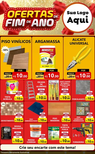 Modelo de Encarte para Encarte Grande com o tema Ofertas de Fim de Ano para Material para Construção