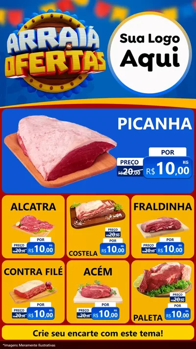 Modelo de Rede Social para Stories com o tema Arraiá de Ofertas - Junina para Açougue