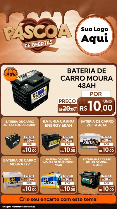 Modelo de Rede Social para Stories com o tema Páscoa de Ofertas para Baterias Elétricas