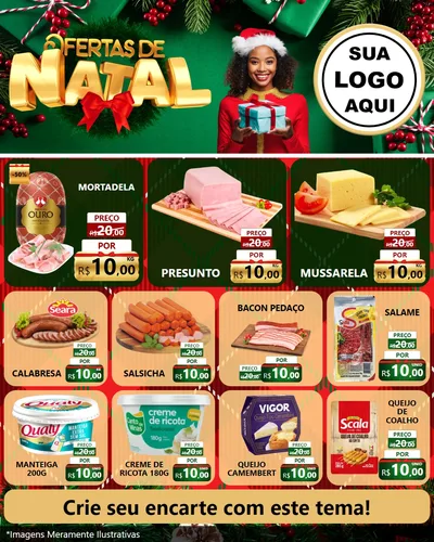 Modelo de Rede Social para Feed Instagram com o tema Ofertas de Natal para Frios e Laticínios