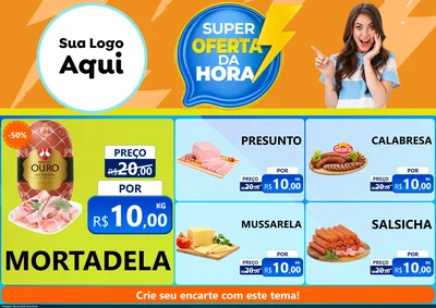 Modelo de Encarte para Encarte A4 Horizontal com o tema Super Oferta da Hora para Frios e Laticínios