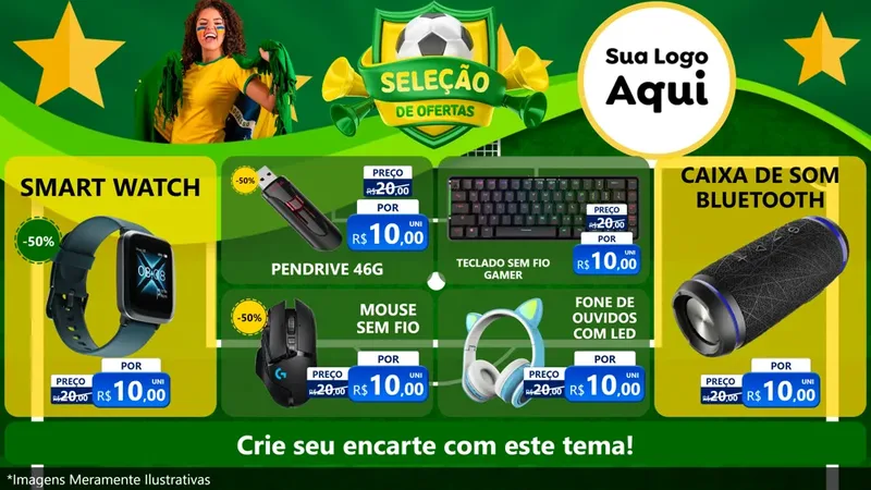 Modelo de TV para TV Horizontal com o tema Seleção de Ofertas - Copa para Informática