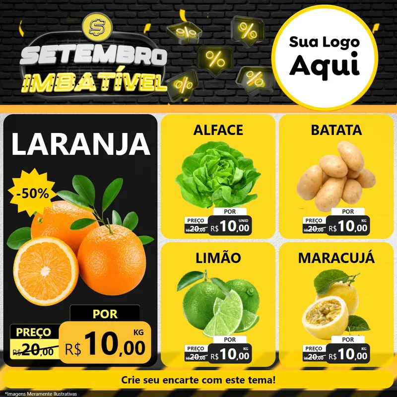Modelo de Rede Social para Feed Facebook com o tema Setembro Imbatível para Hortifrúti