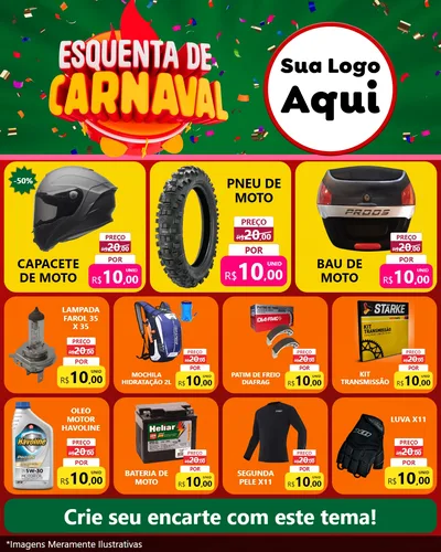 Modelo de Rede Social para Feed Instagram com o tema Esquenta de Carnaval para Moto peças