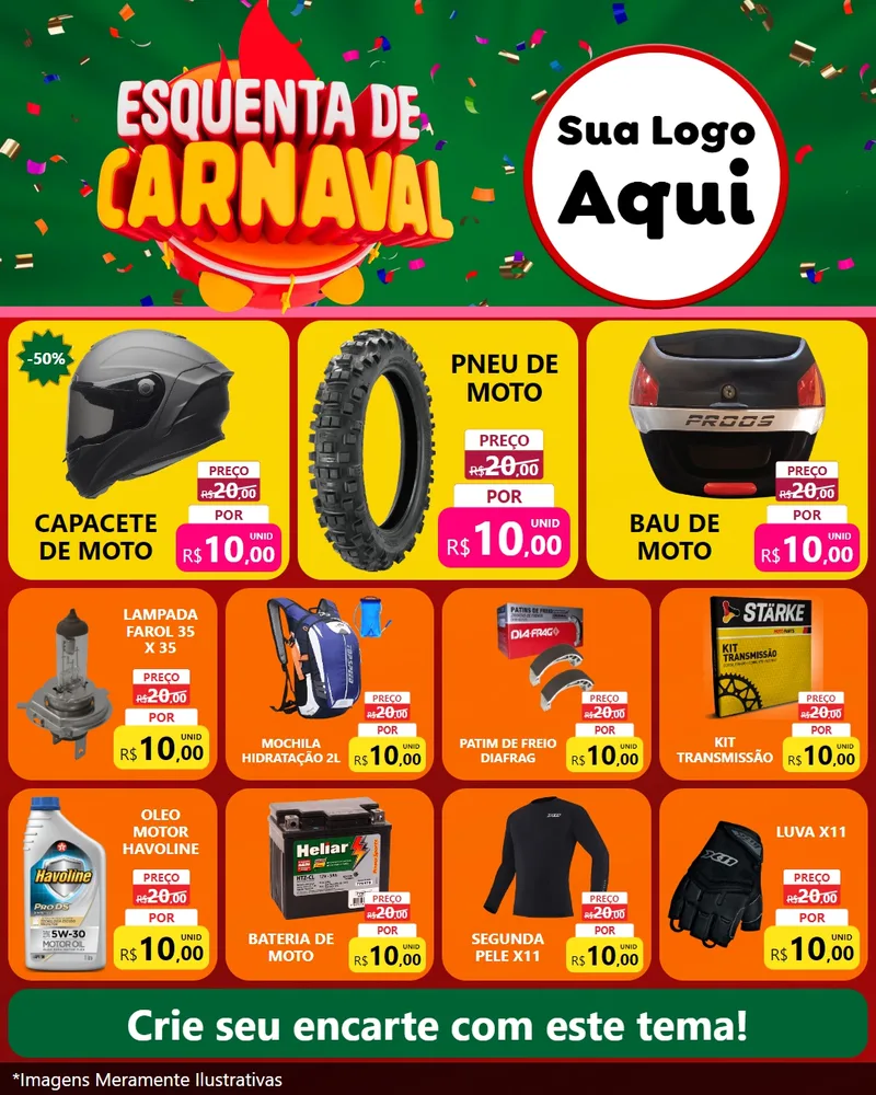 Modelo de Rede Social para Feed Instagram com o tema Esquenta de Carnaval para Moto peças