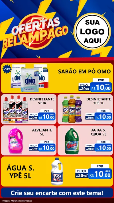 Modelo de TV para TV Vertical com o tema Ofertas Relâmpago para Produtos de Limpeza