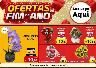 Modelo de Encarte para Encarte A4 Horizontal com o tema Ofertas de Fim de Ano para Floricultura e jardim