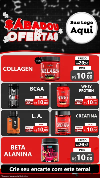 Modelo de TV para TV Vertical com o tema Sabadou de Ofertas para Suplementos alimentares