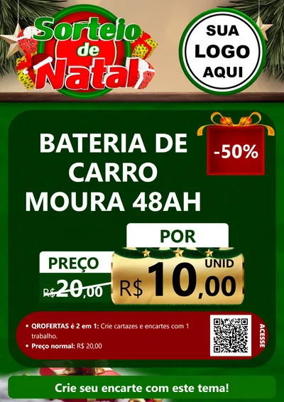 Modelo de Cartaz para Cartaz A4 Vertical com o tema Sorteio de Natal para Baterias Elétricas