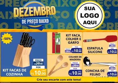 Modelo de Encarte para Encarte A4 Horizontal com o tema Dezembro de Preço Baixo para Utilidades Domésticas