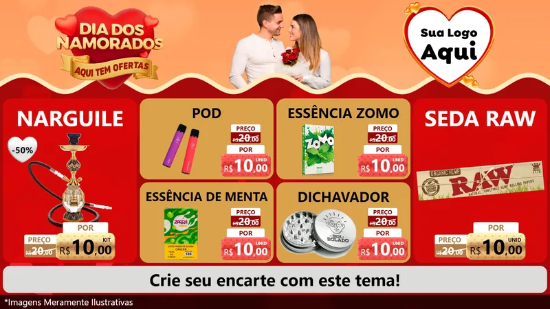 Modelo de TV para TV Horizontal com o tema Dia dos Namorados - Aqui Tem Ofertas para Tabacaria